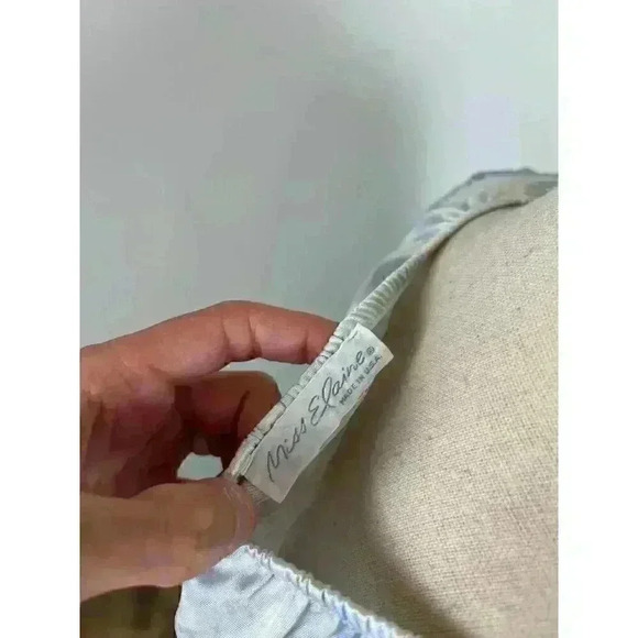 Vtg 70s Miss Elaine Babydoll Nightgown Floral Blue Lace Union Tag Coquette M - Picture 8 of 13